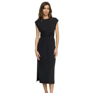Modern Citizen Fei Tie Front Organic Cotton Midi Dress Black Small